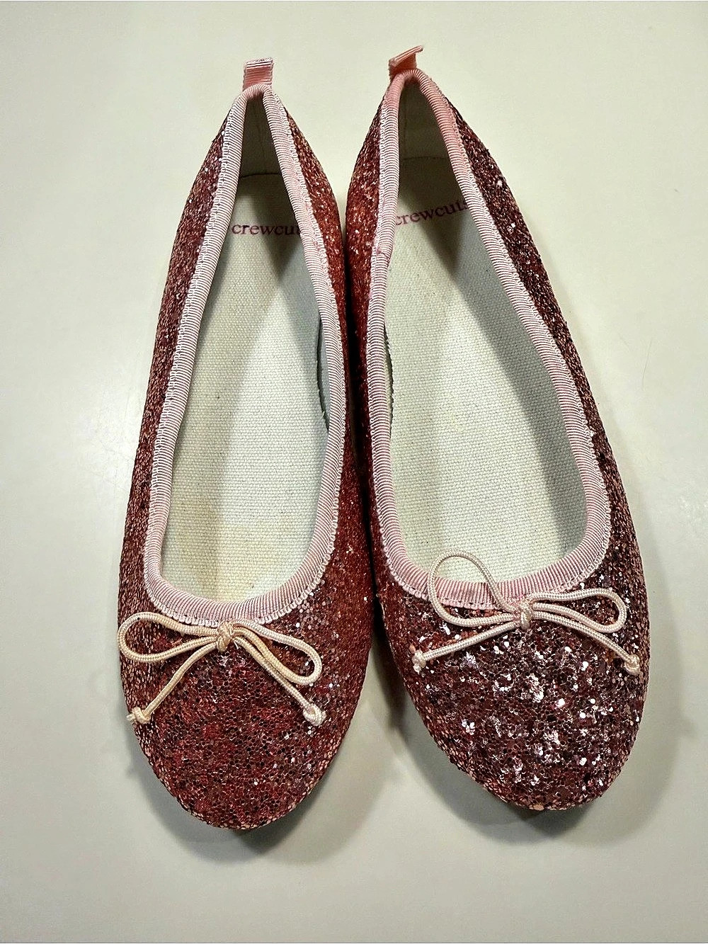 NWOT Crewcuts Girls Classic Pink Glitter Ballet Flats